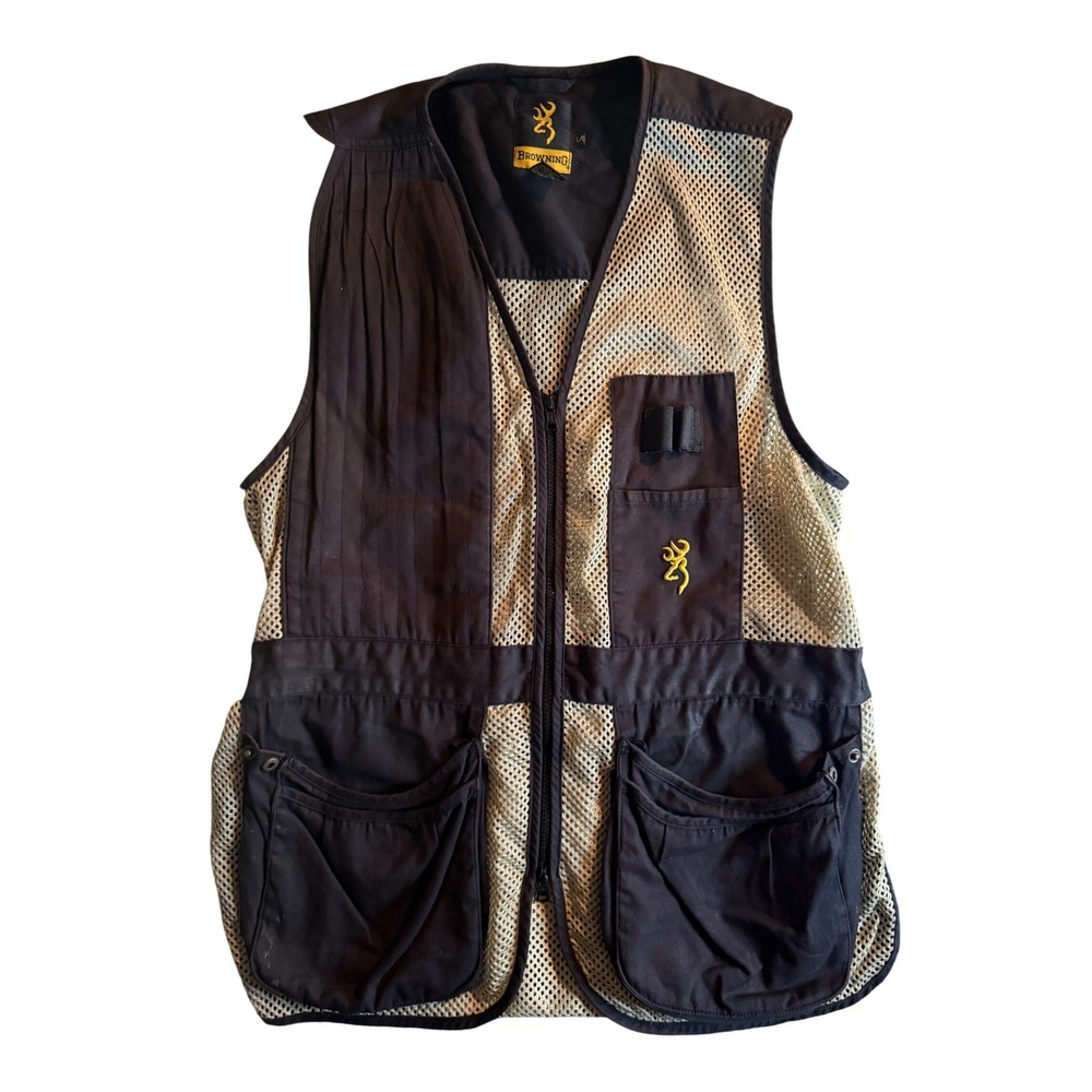 Browning Reactar Shooting Vest Mens Large Black Mesh Recoil Pad Included